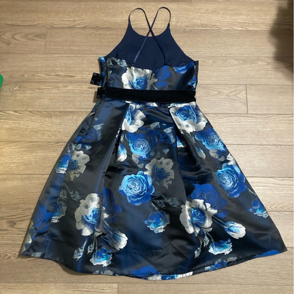 Eliza J. Blue brocade halter dress - Picture 3 of 6